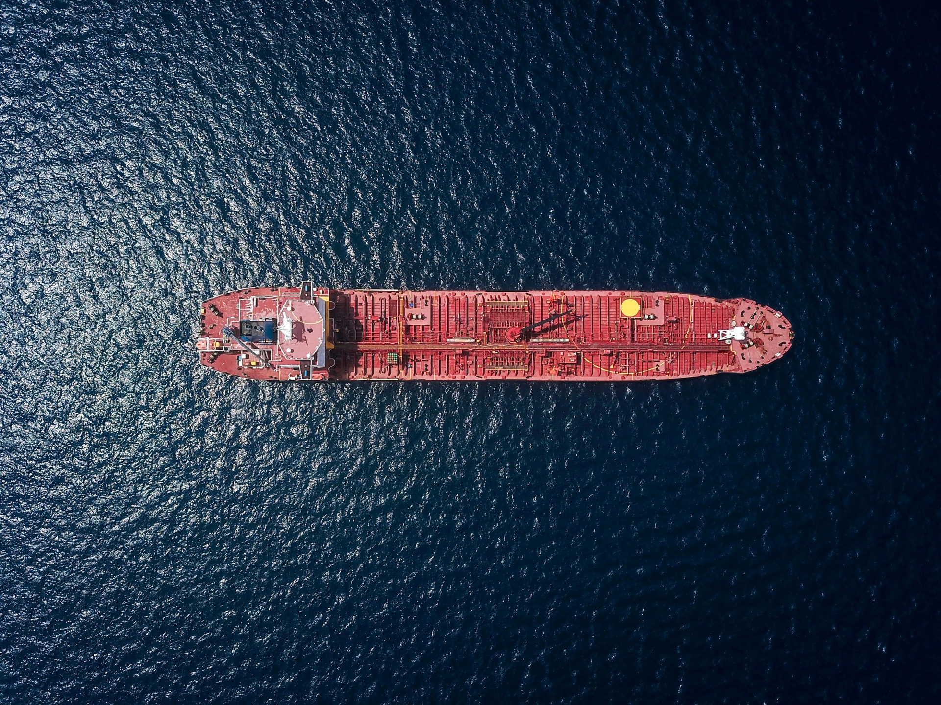Tanker from above in open water